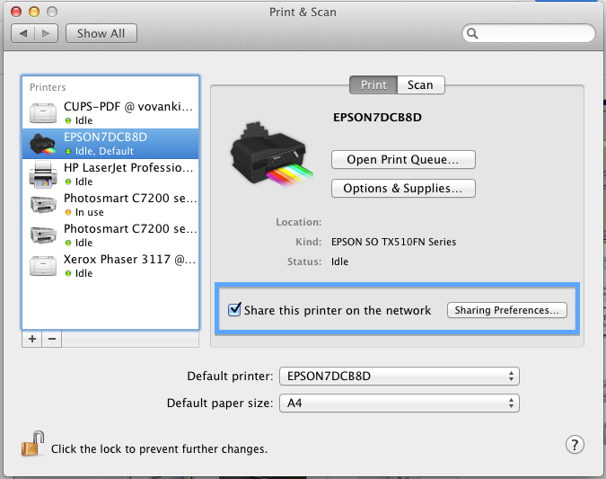 Share Printer on MAC